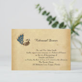 ヴィンテージの孔雀のモノグラムの結婚式のリハーサル 招待状 (スタンド正面)