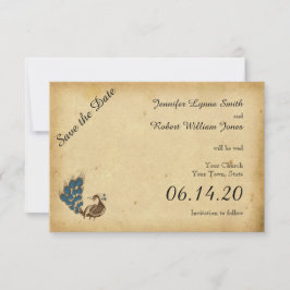 ヴィンテージの孔雀のモノグラムの結婚式の保存日付 セーブザデート