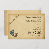 ヴィンテージの孔雀のモノグラムの結婚式の保存日付 セーブザデート (正面/裏面)