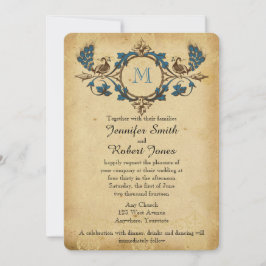ヴィンテージの孔雀のモノグラムの結婚式招待状 招待状