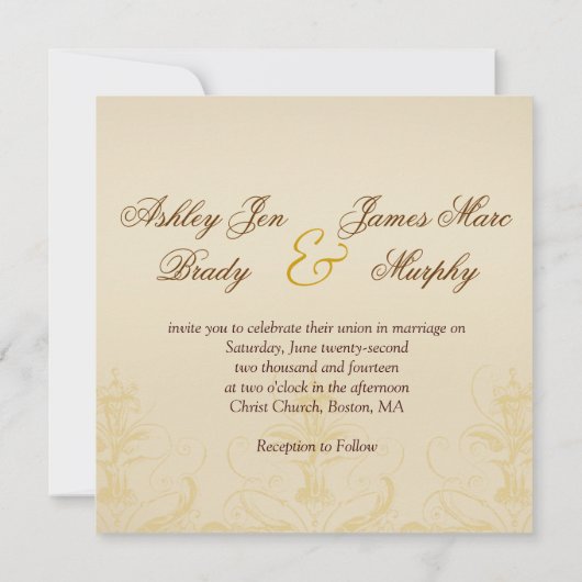 ヴィンテージの孔雀のモノグラムの結婚式招待状 招待状 (裏面)