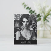 ヴィンテージの孔雀のレトロな魅力の少女 ポストカード (スタンド正面)