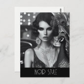 ヴィンテージの孔雀のレトロな魅力の少女 ポストカード (正面/裏面)