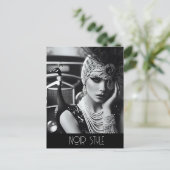 ヴィンテージの孔雀のレトロな魅力の少女 ポストカード (スタンド正面)