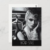 ヴィンテージの孔雀のレトロな魅力の少女 ポストカード (正面/裏面)