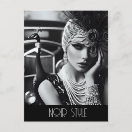 ヴィンテージの孔雀のレトロな魅力の少女 ポストカード