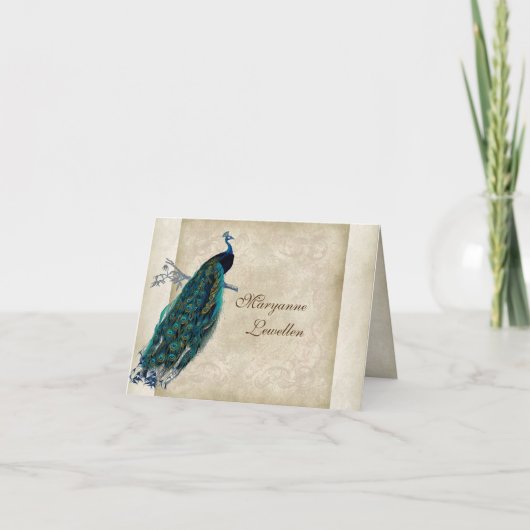 ヴィンテージの孔雀の個人事業の一致 ノートカード (正面)