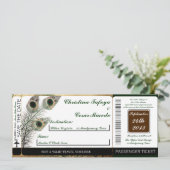 ヴィンテージの孔雀の搭乗券の結婚式招待状 招待状 (スタンド正面)