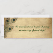 ヴィンテージの孔雀の搭乗券の結婚式招待状 招待状 (裏面)