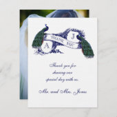 ヴィンテージの孔雀の結婚式の写真は感謝していしています サンキューカード (正面/裏面)