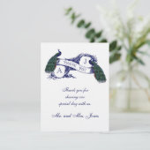 ヴィンテージの孔雀の結婚式の写真は感謝していしています サンキューカード (スタンド正面)