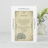 ヴィンテージの孔雀の結婚式の方向カード 招待状 (スタンド正面)