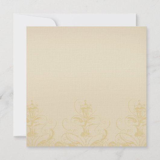 ヴィンテージの孔雀の結婚式招待状のリネン正方形#2 招待状 (裏面)