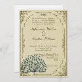 ヴィンテージの孔雀の結婚式招待状 招待状 (正面/裏面)