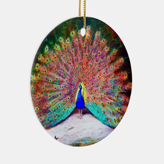 ヴィンテージの孔雀の絵画 セラミックオーナメント (右)