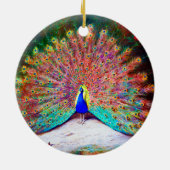 ヴィンテージの孔雀の絵画 セラミックオーナメント (裏面)