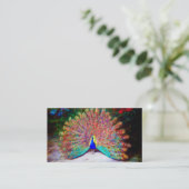 ヴィンテージの孔雀の絵画 名刺 (スタンド正面)