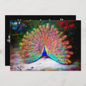 ヴィンテージの孔雀の絵画 招待状 (正面/裏面)
