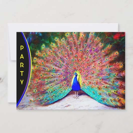 ヴィンテージの孔雀の絵 招待状 (正面)