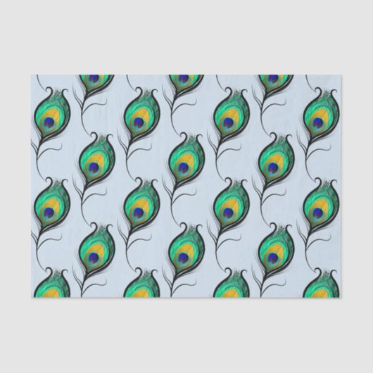 ヴィンテージの孔雀の羽のプリント 薄葉紙 (正面)