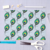 ヴィンテージの孔雀の羽のプリント 薄葉紙 (クラフト)