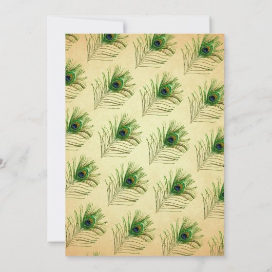 ヴィンテージの孔雀の羽根を使ったムスリムのウェディング 招待状 (裏面)
