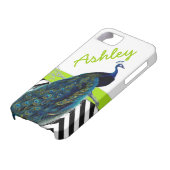 ヴィンテージの孔雀の黒のシェブロンのライムグリーンの名前 Case-Mate iPhoneケース (下部)