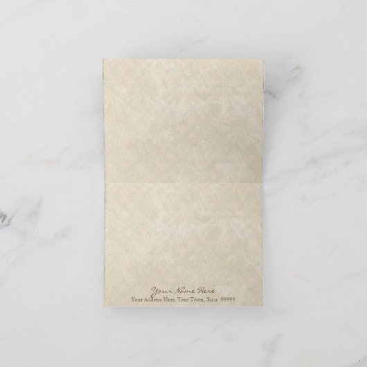 ヴィンテージの孔雀及びエッチングはメッセージカード感謝していしています サンキューカード (内部)