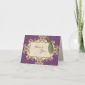 ヴィンテージの孔雀及びエッチングはメッセージカード感謝していしています サンキューカード (正面)