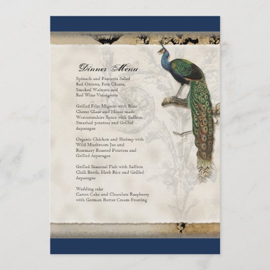 ヴィンテージの孔雀6音楽ノートのCandelabraの渦巻 メニュー (正面)