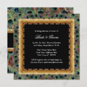 ヴィンテージの孔雀9の羽はエレガントな金ゴールドを切り分けました 招待状 (正面/裏面)