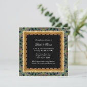 ヴィンテージの孔雀9の羽はエレガントな金ゴールドを切り分けました 招待状 (スタンド正面)