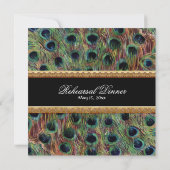 ヴィンテージの孔雀9の羽はエレガントな金ゴールドを切り分けました 招待状 (裏面)