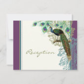 ヴィンテージの孔雀、羽の披露宴の招待状 招待状 (裏面)
