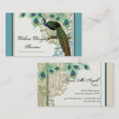 ヴィンテージの孔雀、羽-エレガントな名刺 名刺 (正面/裏面)