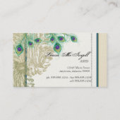 ヴィンテージの孔雀、羽-エレガントな名刺 名刺 (裏面)