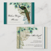 ヴィンテージの孔雀、羽-エレガントな名刺 名刺 (正面/裏面)