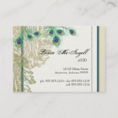 ヴィンテージの孔雀、羽-エレガントな名刺 名刺 (裏面)