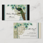 ヴィンテージの孔雀、羽-エレガントな名刺 名刺 (正面/裏面)