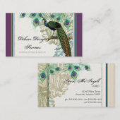 ヴィンテージの孔雀、羽-エレガントな名刺 名刺 (正面/裏面)