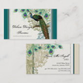 ヴィンテージの孔雀、羽-エレガントな名刺 名刺 (正面/裏面)