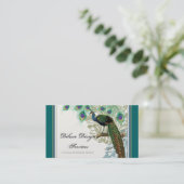 ヴィンテージの孔雀、羽-エレガントな名刺 名刺 (スタンド正面)