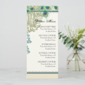 ヴィンテージの孔雀、羽、夕食メニューカード メニュー (スタンド正面)