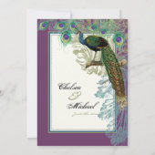 ヴィンテージの孔雀、羽nのエッチング-招待状 招待状 (裏面)