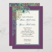 ヴィンテージの孔雀、羽nのエッチング-招待状 招待状 (正面/裏面)