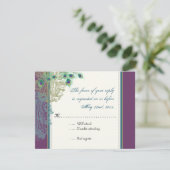 ヴィンテージの孔雀、羽RSVPの応答カード 出欠カード (スタンド正面)