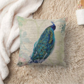 ヴィンテージの孔雀、花および蝶 クッション (ブランケット)