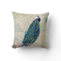 ヴィンテージの孔雀、花および蝶