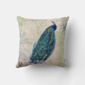 ヴィンテージの孔雀、花および蝶 クッション (裏面)