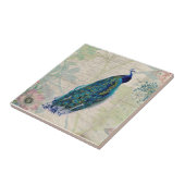 ヴィンテージの孔雀、花および蝶 タイル (側面)